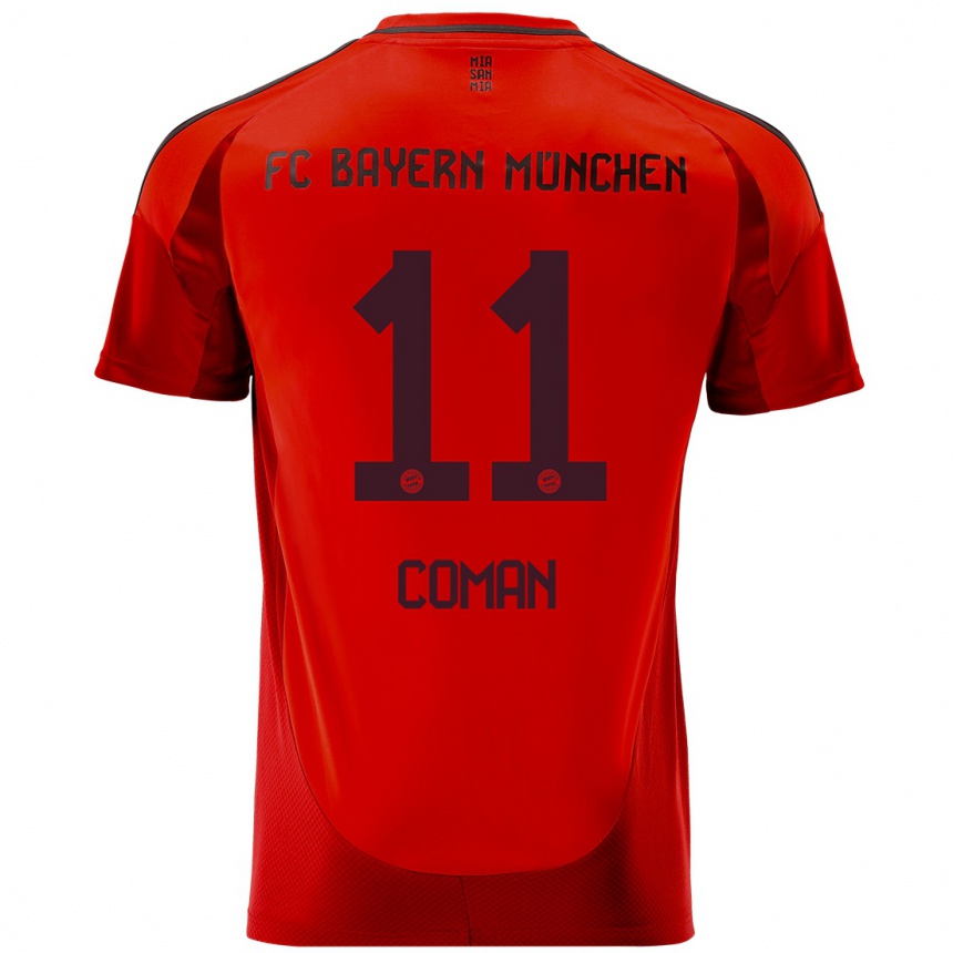 Women Football Kingsley Coman #11 Red Home Jersey 2024/25 T-Shirt Nz