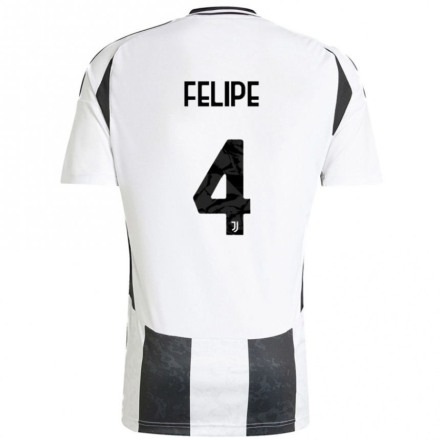 Women Football Pedro Felipe #4 White Black Home Jersey 2024/25 T-Shirt Nz