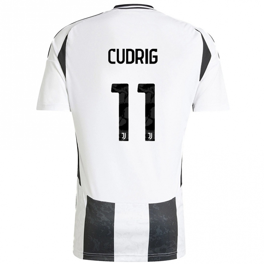 Women Football Nicolò Cudrig #11 White Black Home Jersey 2024/25 T-Shirt Nz