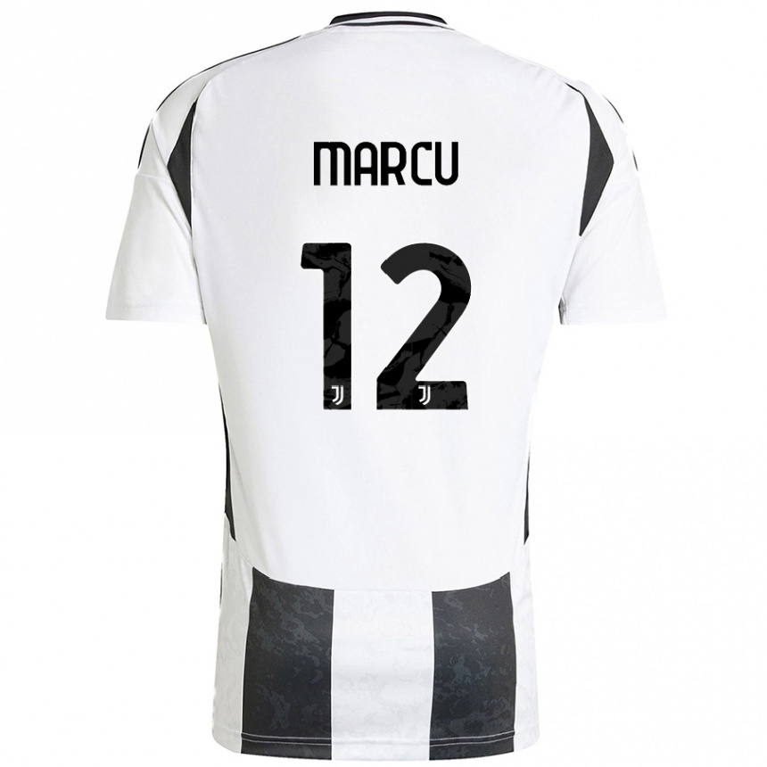 Women Football Alessio Marcu #12 White Black Home Jersey 2024/25 T-Shirt Nz