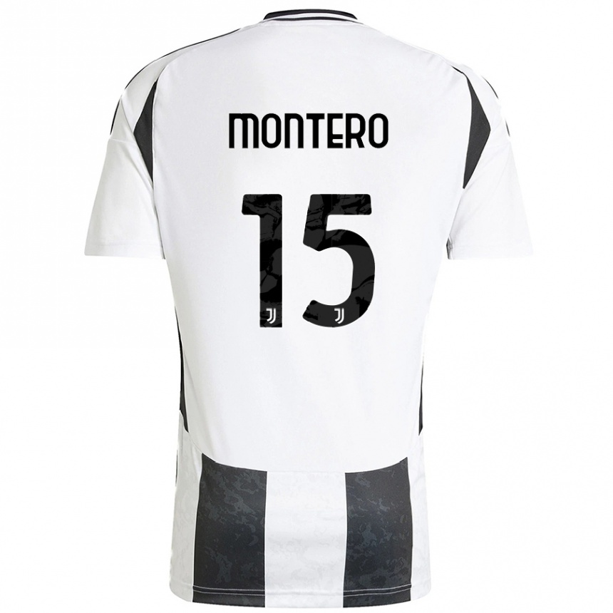 Women Football Alfonso Montero #15 White Black Home Jersey 2024/25 T-Shirt Nz