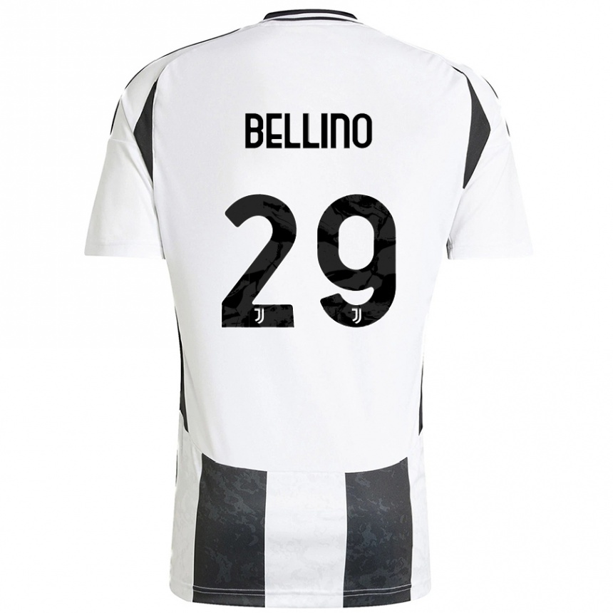 Women Football Filippo Bellino #29 White Black Home Jersey 2024/25 T-Shirt Nz