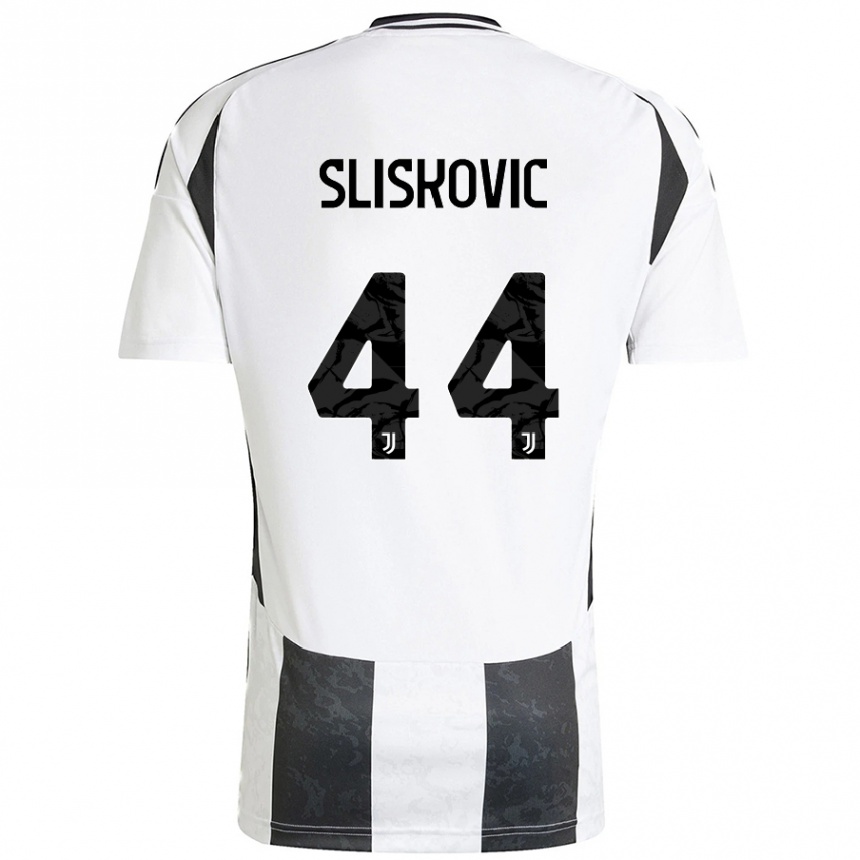 Women Football Gloria Slišković #44 White Black Home Jersey 2024/25 T-Shirt Nz