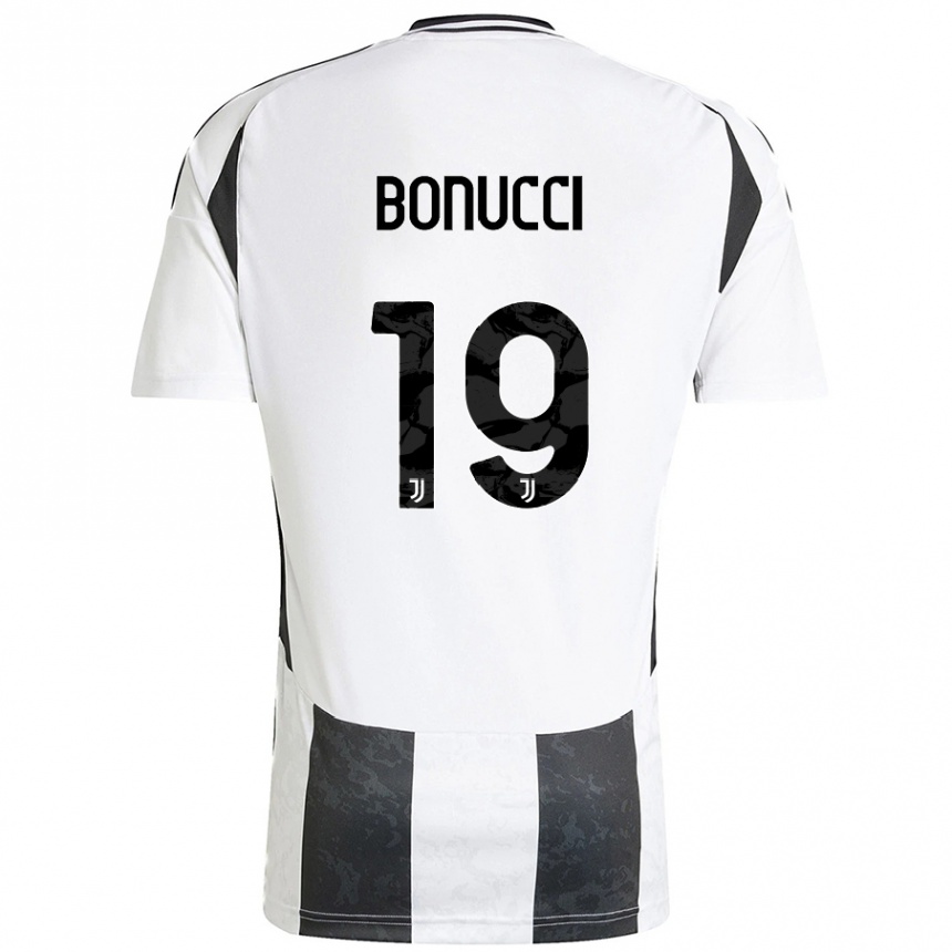 Women Football Leonardo Bonucci #19 White Black Home Jersey 2024/25 T-Shirt Nz