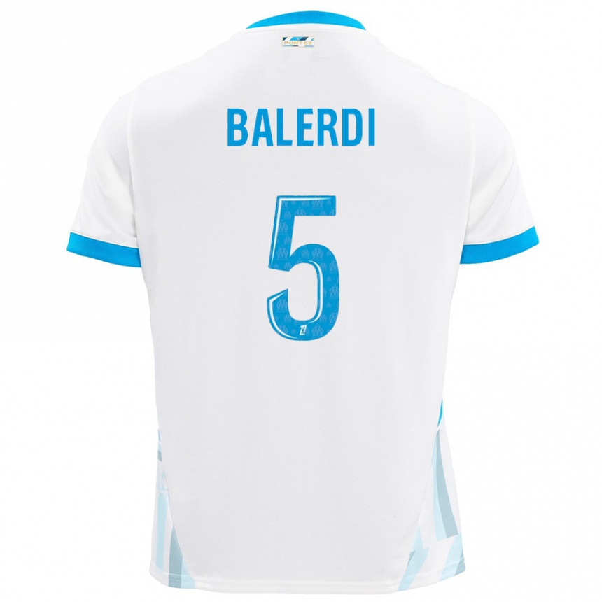 Women Football Leonardo Balerdi #5 White Sky Blue Home Jersey 2024/25 T-Shirt Nz