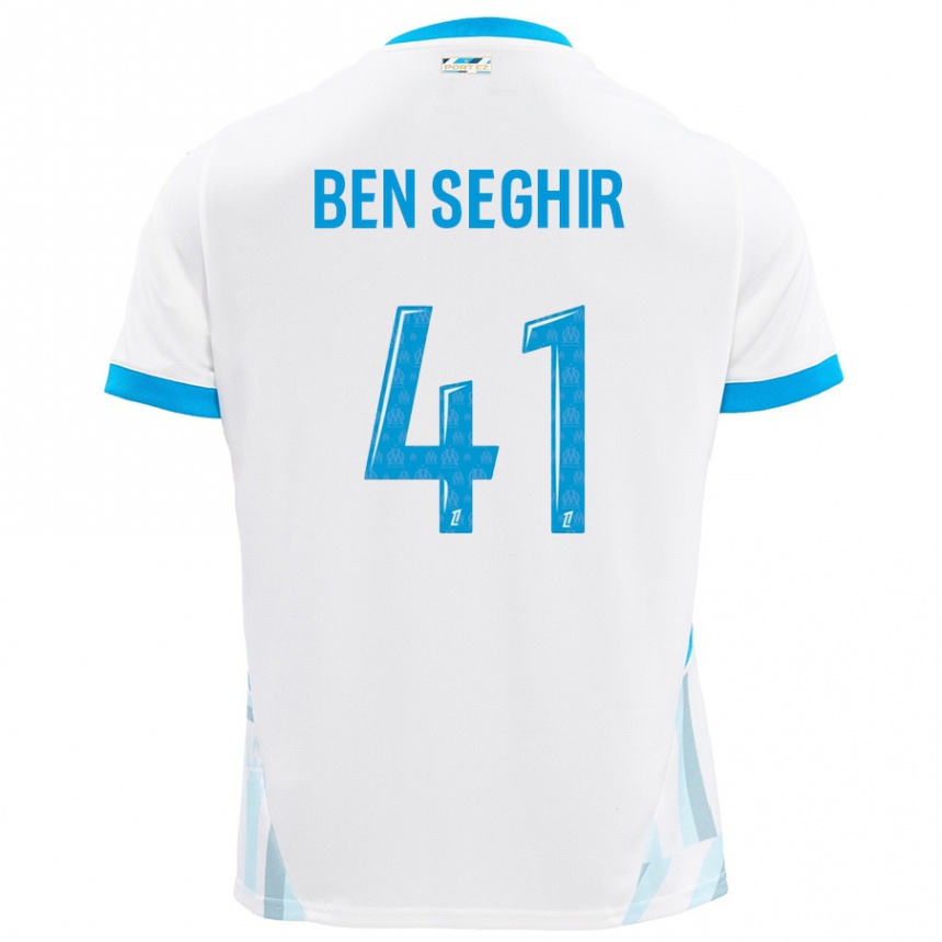 Women Football Salim Ben Seghir #41 White Sky Blue Home Jersey 2024/25 T-Shirt Nz