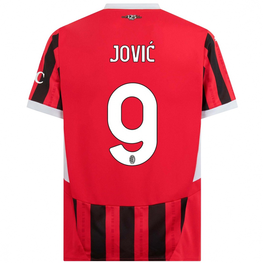 Women Football Luka Jovic #9 Red Black Home Jersey 2024/25 T-Shirt Nz