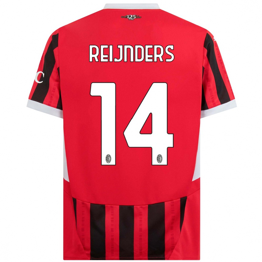 Women Football Tijjani Reijnders #14 Red Black Home Jersey 2024/25 T-Shirt Nz