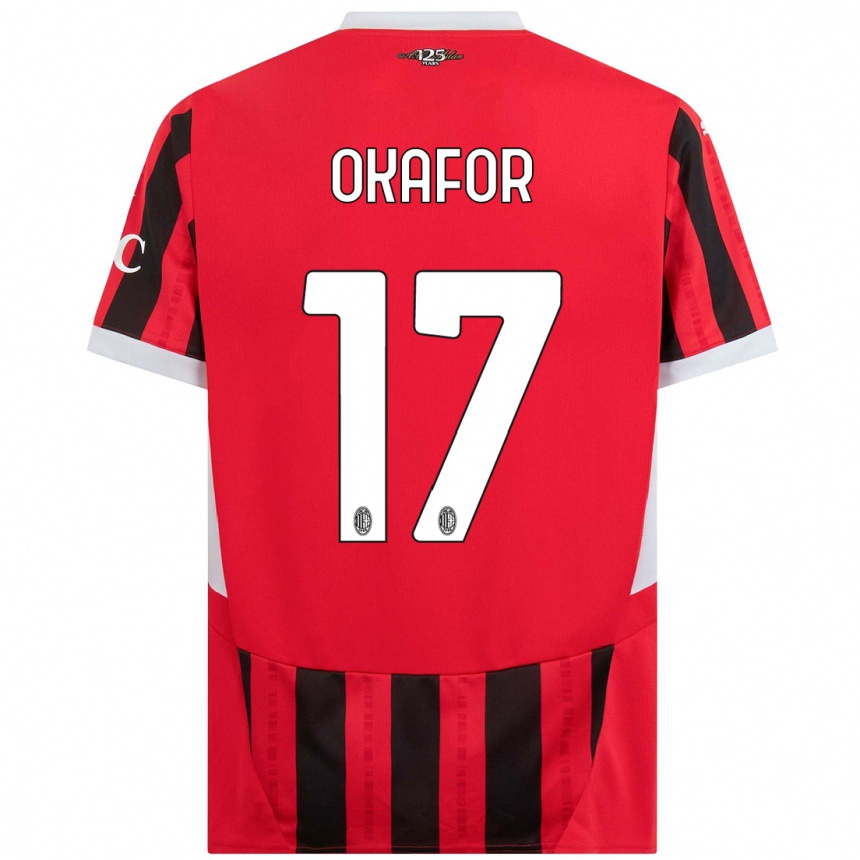 Women Football Noah Okafor #17 Red Black Home Jersey 2024/25 T-Shirt Nz