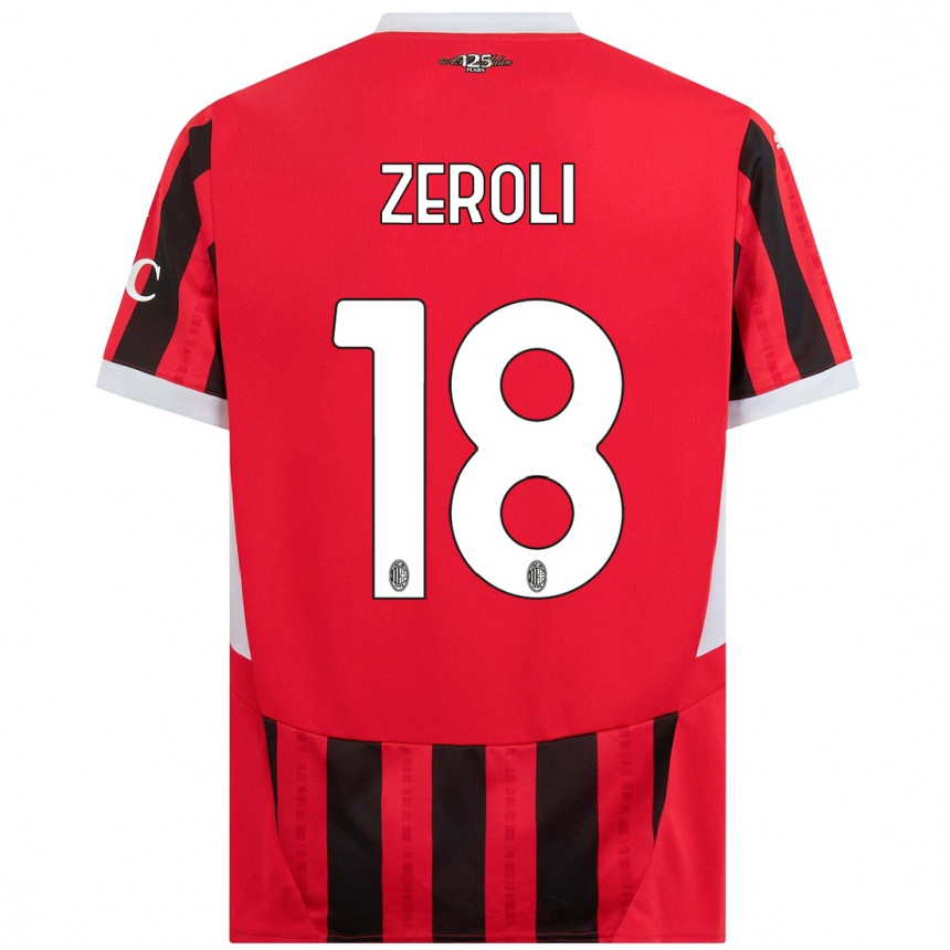 Women Football Kevin Zeroli #18 Red Black Home Jersey 2024/25 T-Shirt Nz