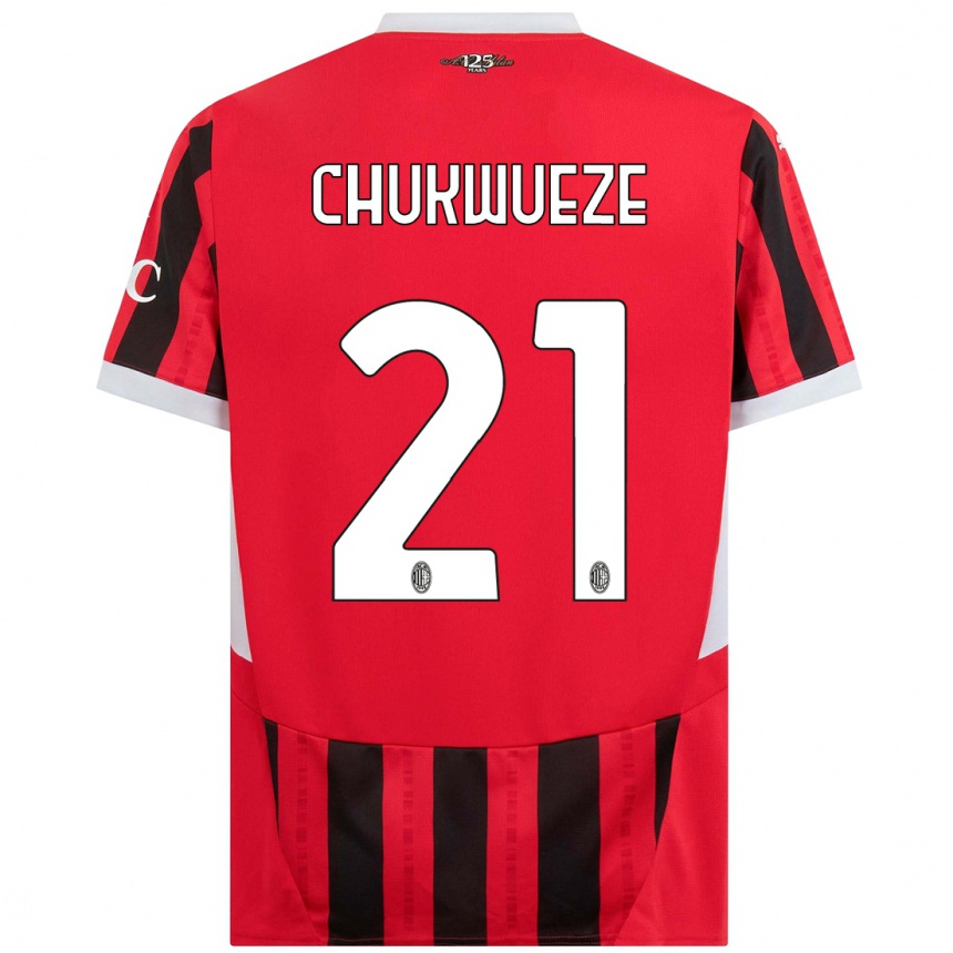 Women Football Samuel Chukwueze #21 Red Black Home Jersey 2024/25 T-Shirt Nz