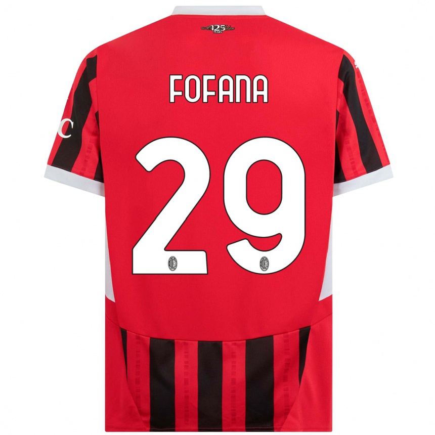 Women Football Youssouf Fofana #29 Red Black Home Jersey 2024/25 T-Shirt Nz