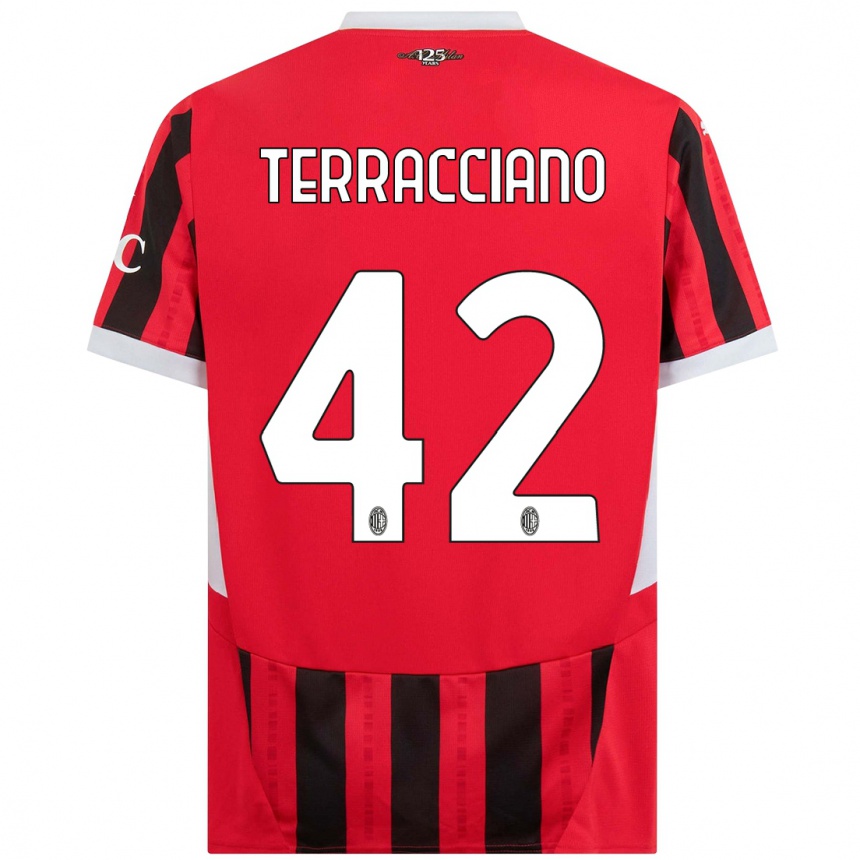 Women Football Filippo Terracciano #42 Red Black Home Jersey 2024/25 T-Shirt Nz