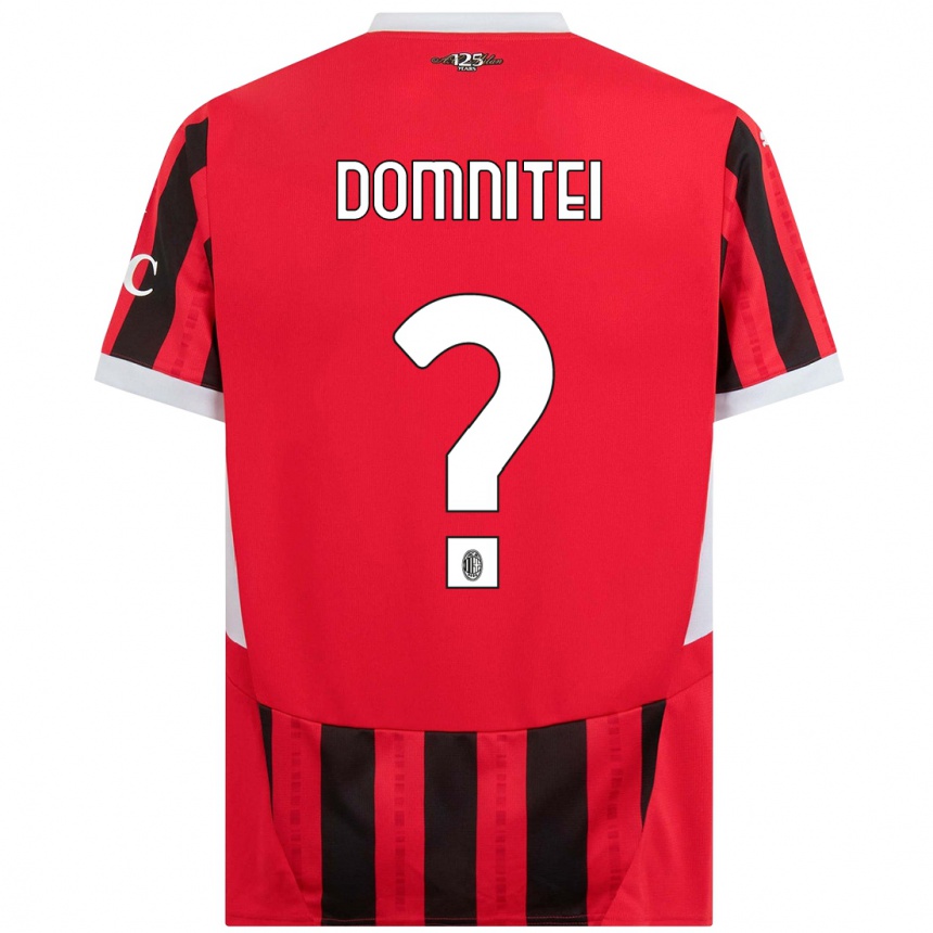 Women Football Francesco Domniței #0 Red Black Home Jersey 2024/25 T-Shirt Nz