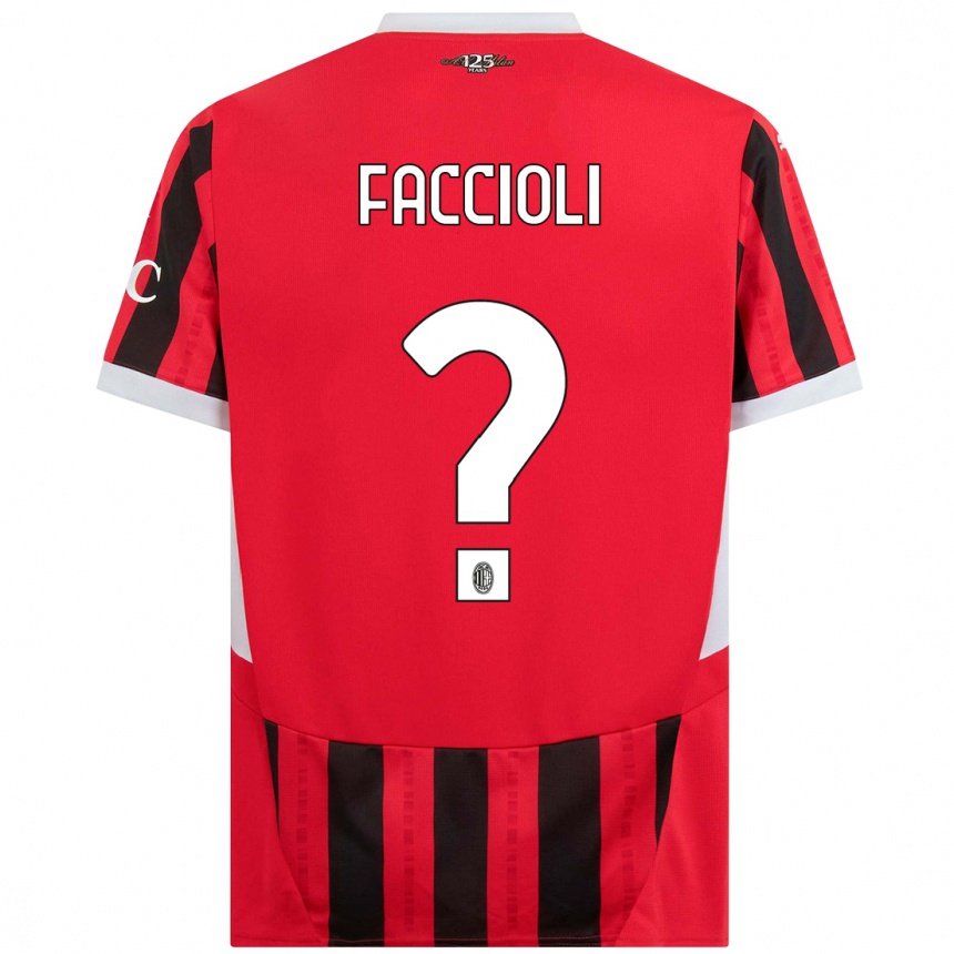 Women Football Pietro Faccioli #0 Red Black Home Jersey 2024/25 T-Shirt Nz