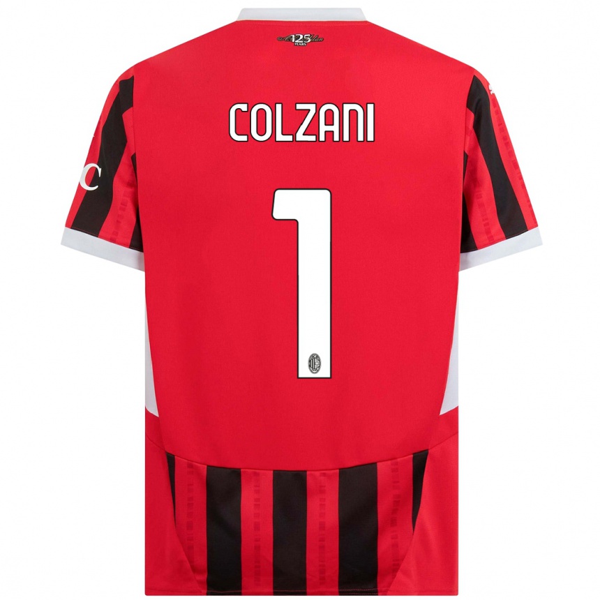 Women Football Edoardo Colzani #1 Red Black Home Jersey 2024/25 T-Shirt Nz