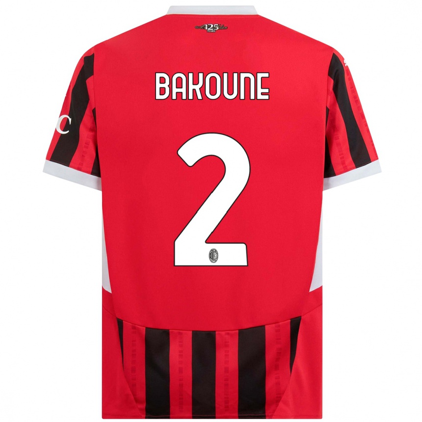 Women Football Adam Bakoune #2 Red Black Home Jersey 2024/25 T-Shirt Nz