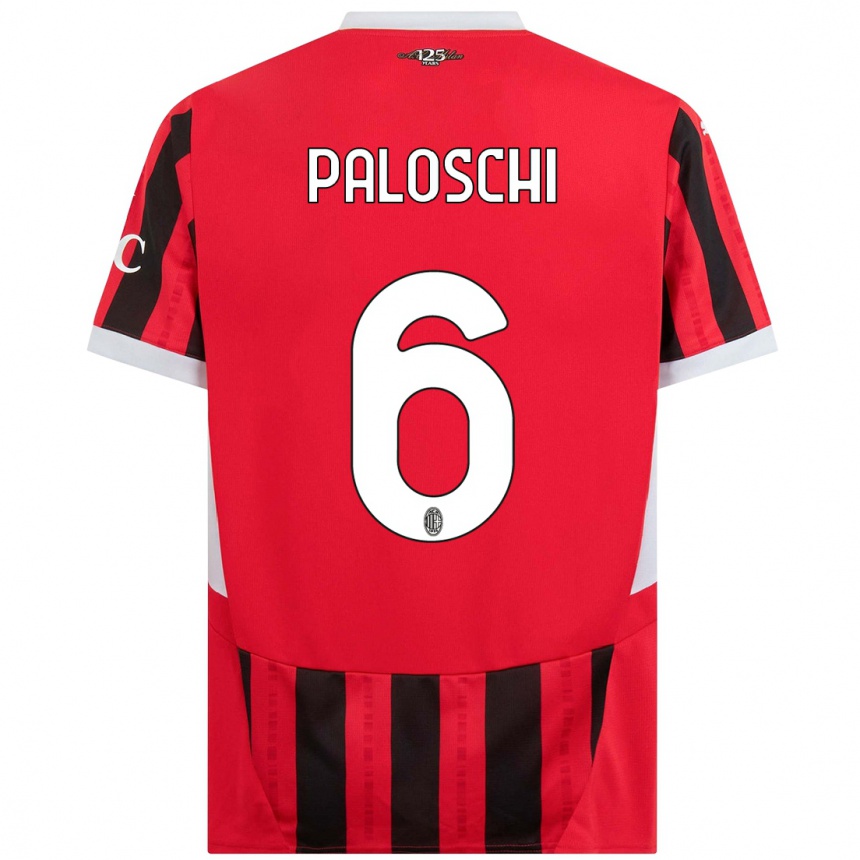 Women Football Dorian Paloschi #6 Red Black Home Jersey 2024/25 T-Shirt Nz