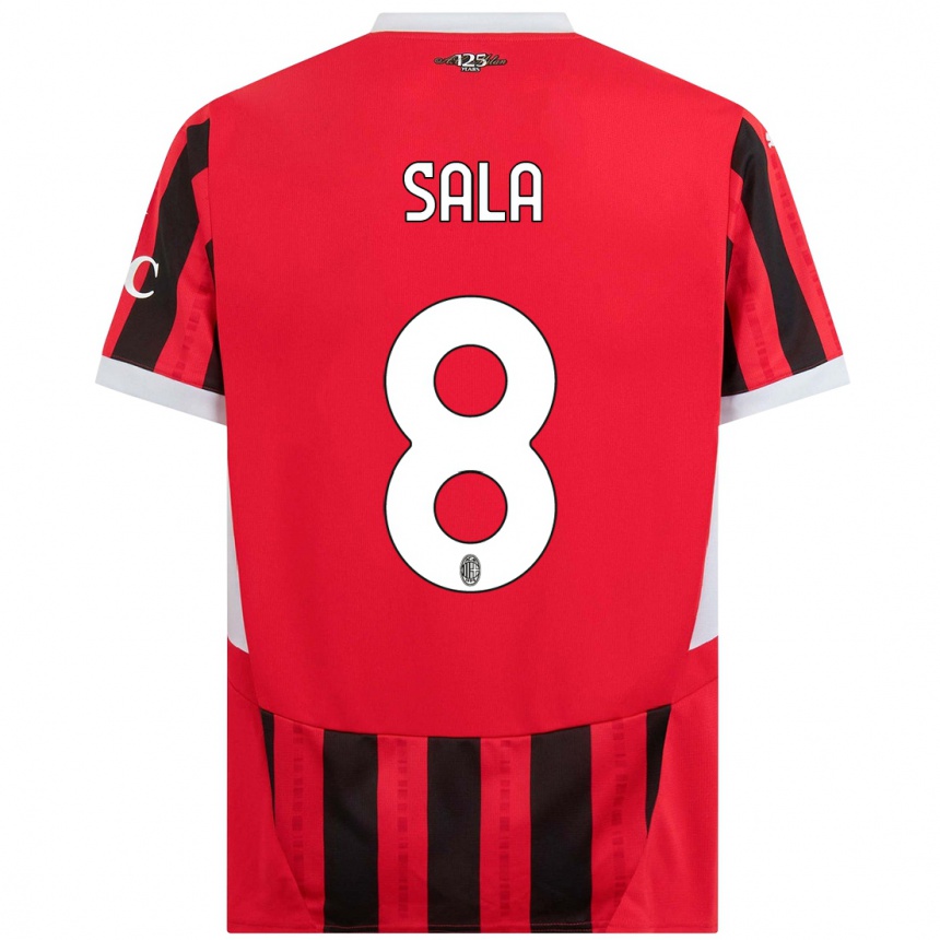 Women Football Emanuele Sala #8 Red Black Home Jersey 2024/25 T-Shirt Nz