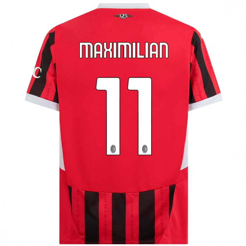 Women Football Maximilian Ibrahimović #11 Red Black Home Jersey 2024/25 T-Shirt Nz