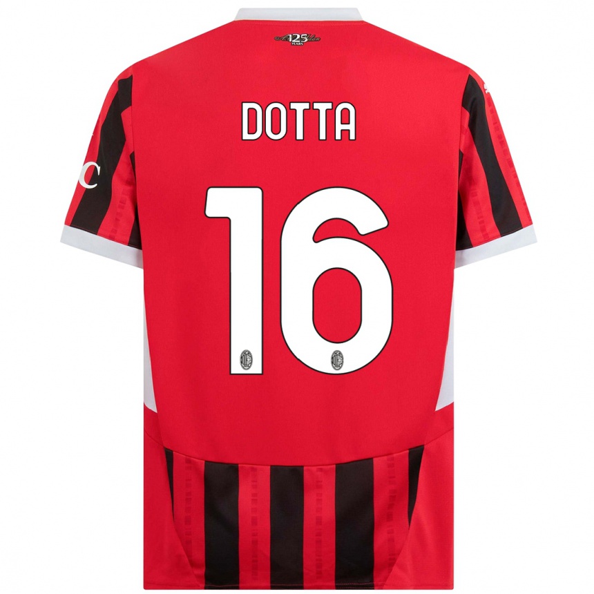 Women Football Cristiano Dotta #16 Red Black Home Jersey 2024/25 T-Shirt Nz