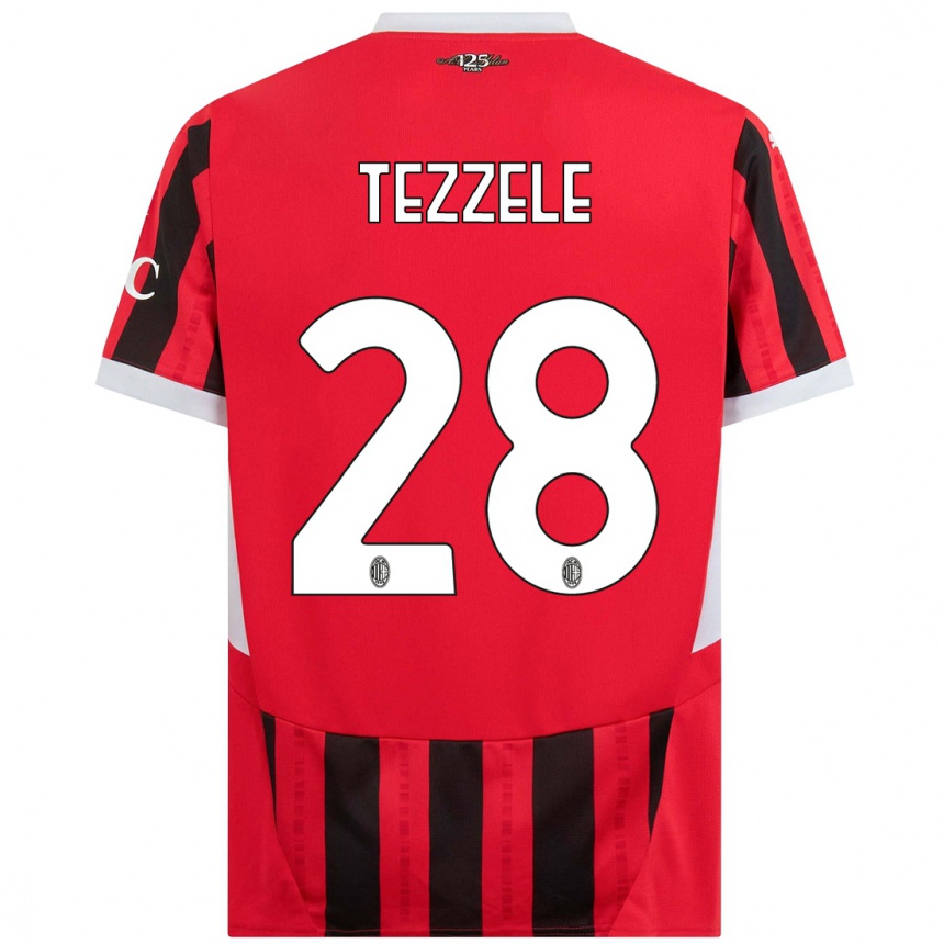 Women Football Matteo Tezzele #28 Red Black Home Jersey 2024/25 T-Shirt Nz