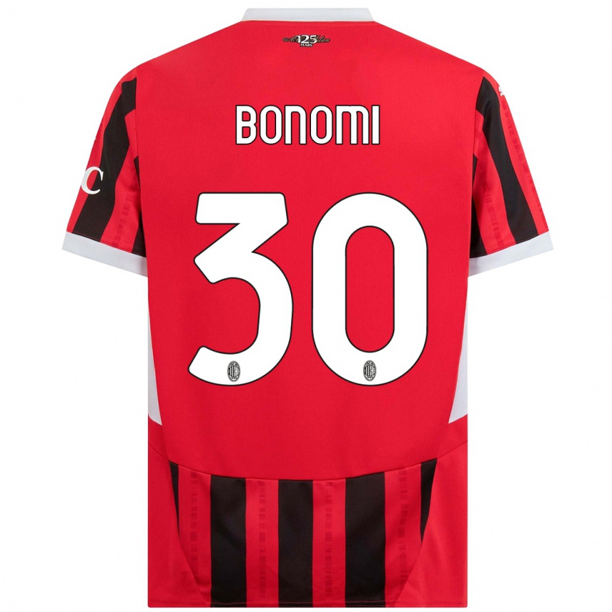 Women Football Alessandro Bonomi #30 Red Black Home Jersey 2024/25 T-Shirt Nz