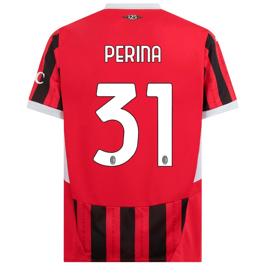 Women Football Gioele Perina #31 Red Black Home Jersey 2024/25 T-Shirt Nz