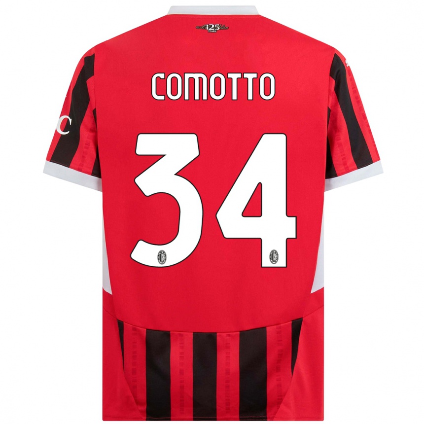 Women Football Christian Comotto #34 Red Black Home Jersey 2024/25 T-Shirt Nz