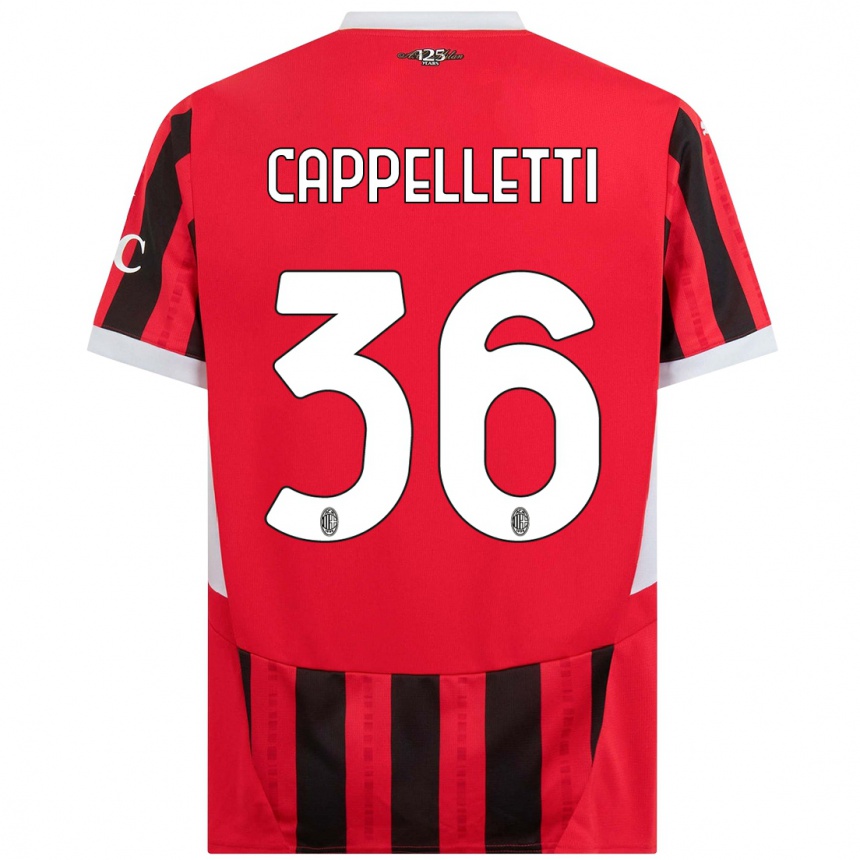 Women Football Mattia Cappelletti #36 Red Black Home Jersey 2024/25 T-Shirt Nz