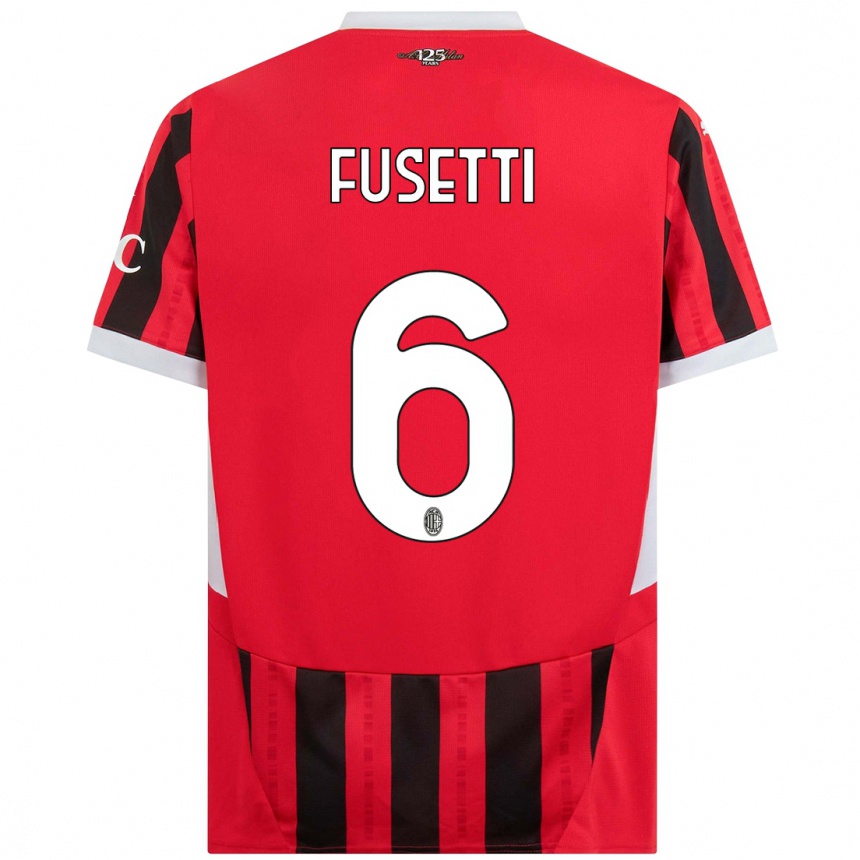 Women Football Laura Fusetti #6 Red Black Home Jersey 2024/25 T-Shirt Nz