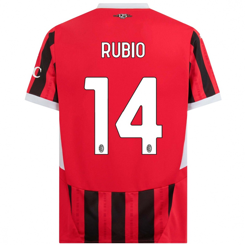 Women Football Silvia Rubio #14 Red Black Home Jersey 2024/25 T-Shirt Nz