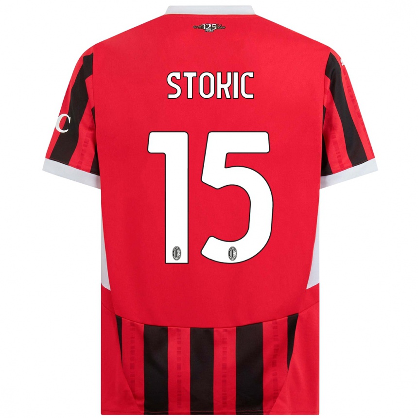 Women Football Sara Stokić #15 Red Black Home Jersey 2024/25 T-Shirt Nz