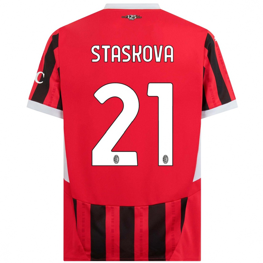 Women Football Andrea Stašková #21 Red Black Home Jersey 2024/25 T-Shirt Nz