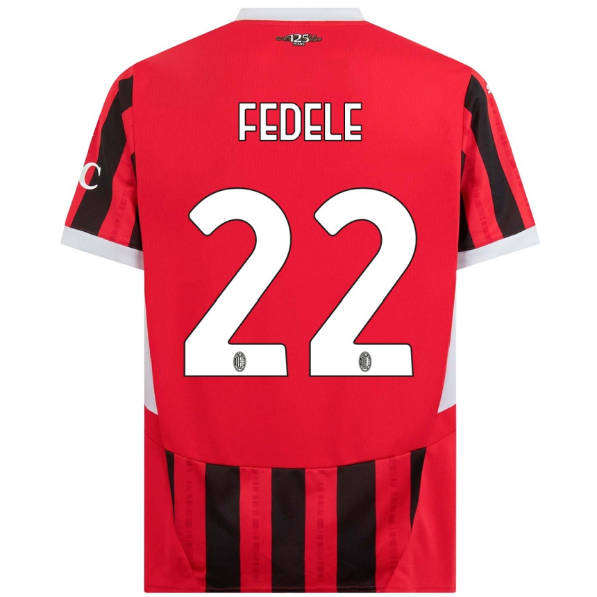 Women Football Noemi Fedele #22 Red Black Home Jersey 2024/25 T-Shirt Nz