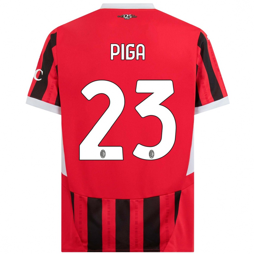 Women Football Julie Piga #23 Red Black Home Jersey 2024/25 T-Shirt Nz