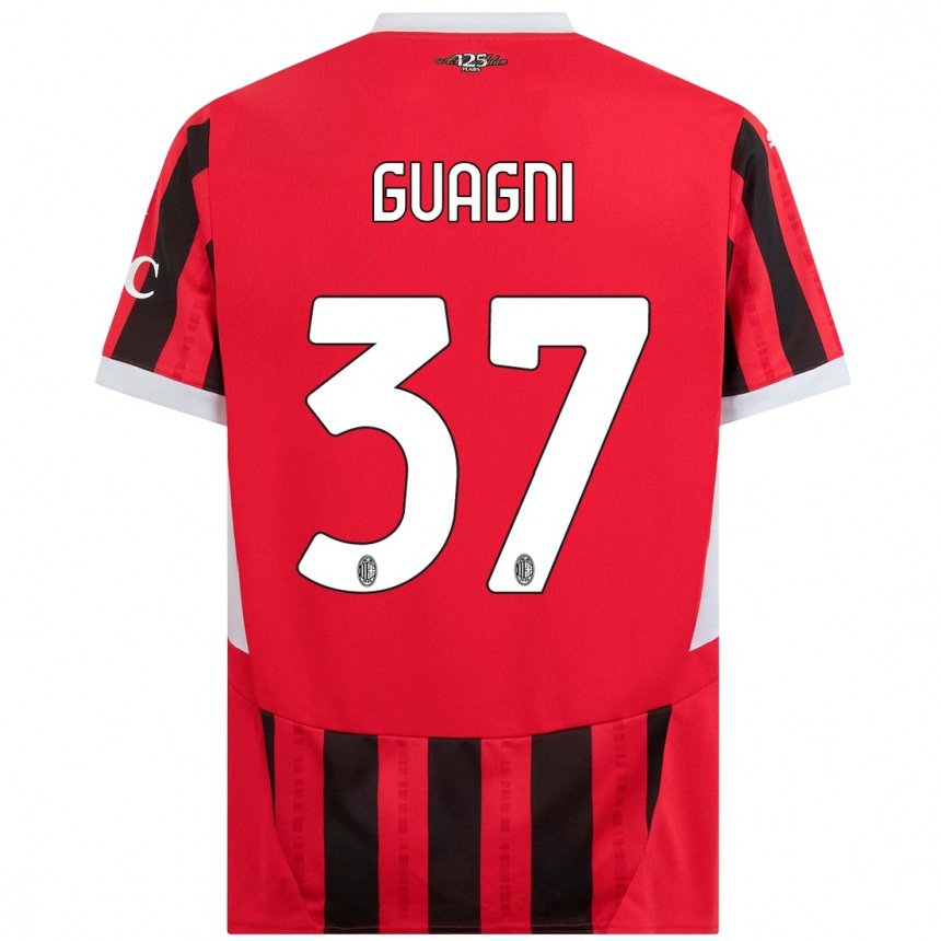 Women Football Alia Guagni #37 Red Black Home Jersey 2024/25 T-Shirt Nz