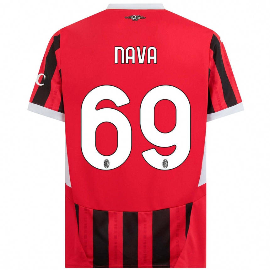 Women Football Lapo Nava #69 Red Black Home Jersey 2024/25 T-Shirt Nz