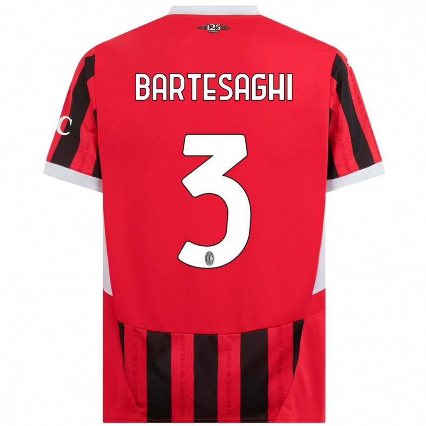 Women Football Davide Bartesaghi #3 Red Black Home Jersey 2024/25 T-Shirt Nz