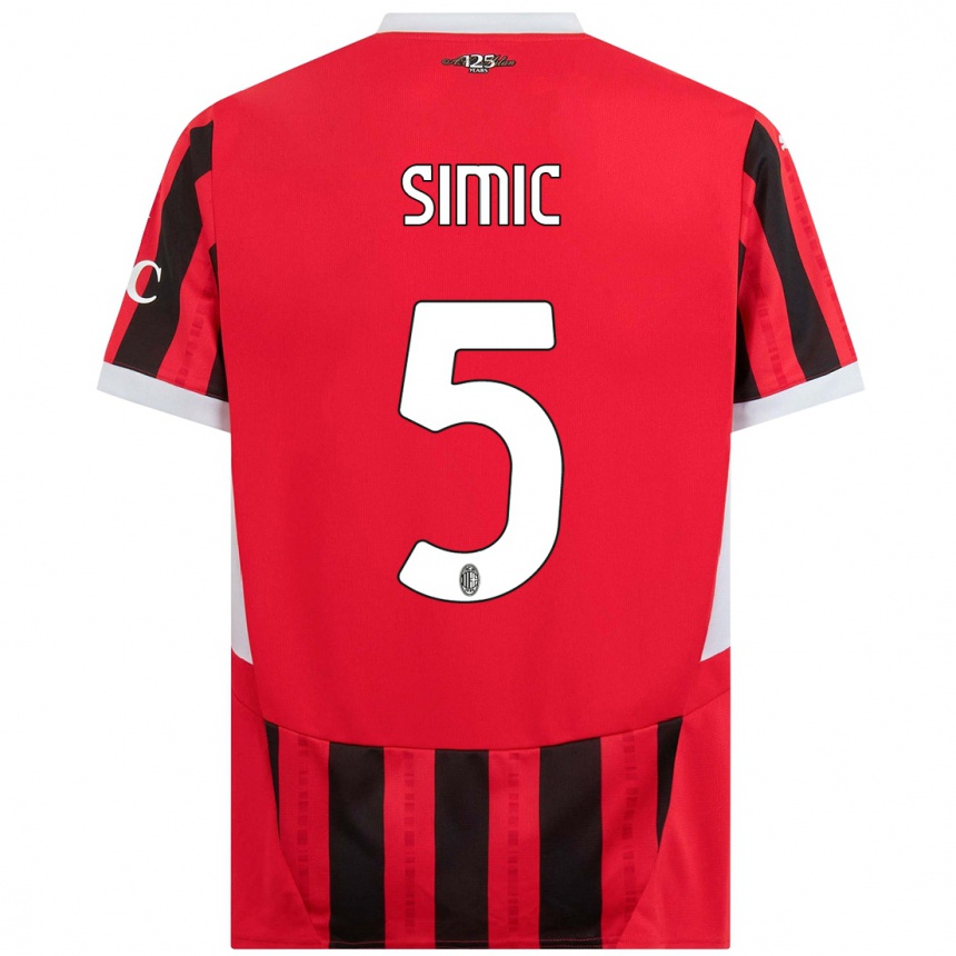 Women Football Jan-Carlo Simic #5 Red Black Home Jersey 2024/25 T-Shirt Nz