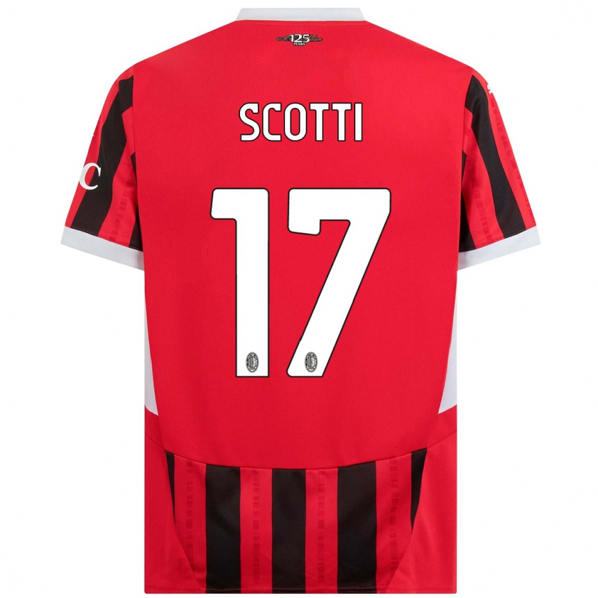 Women Football Filippo Scotti #17 Red Black Home Jersey 2024/25 T-Shirt Nz