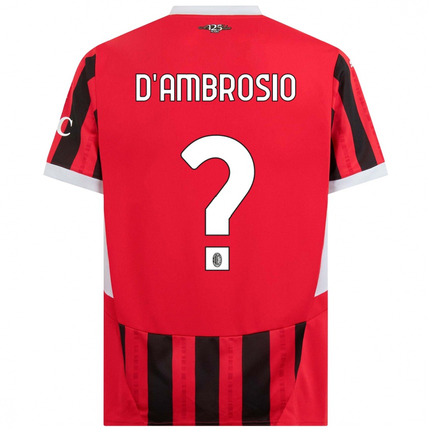 Women Football Antonio D'ambrosio #0 Red Black Home Jersey 2024/25 T-Shirt Nz