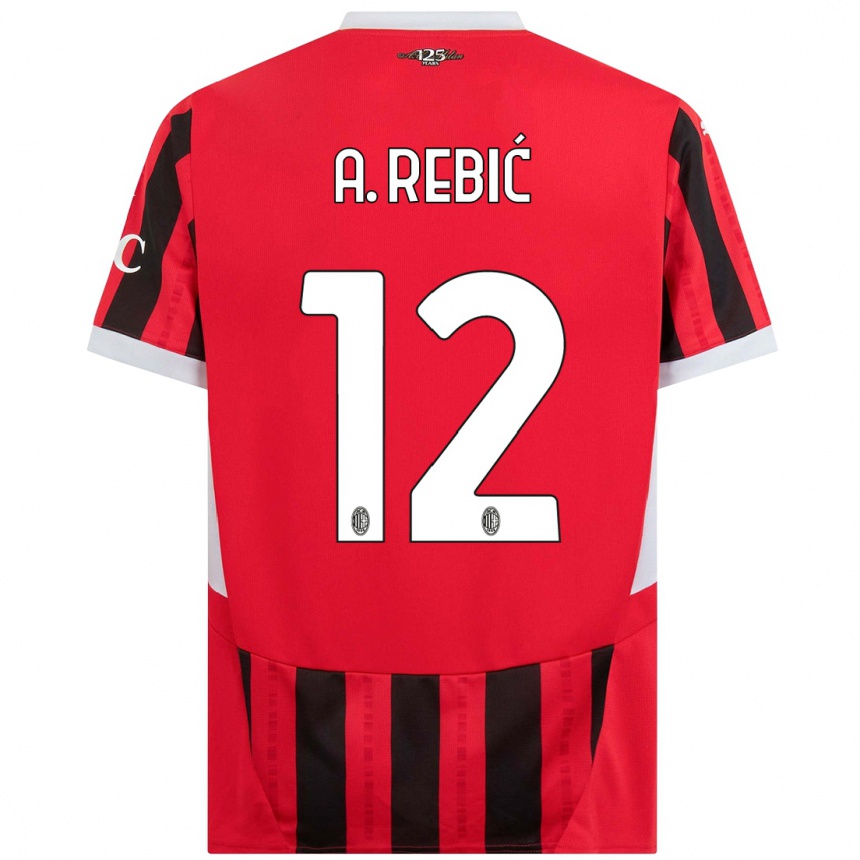 Women Football Ante Rebic #12 Red Black Home Jersey 2024/25 T-Shirt Nz