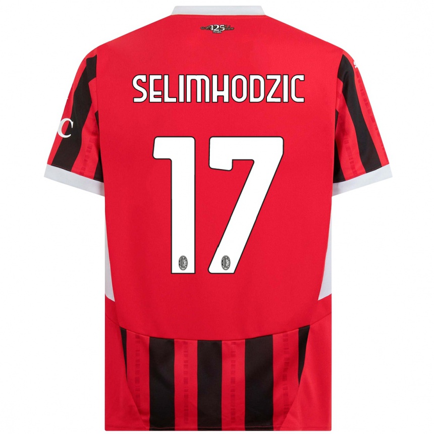 Women Football Noa Selimhodzic #17 Red Black Home Jersey 2024/25 T-Shirt Nz