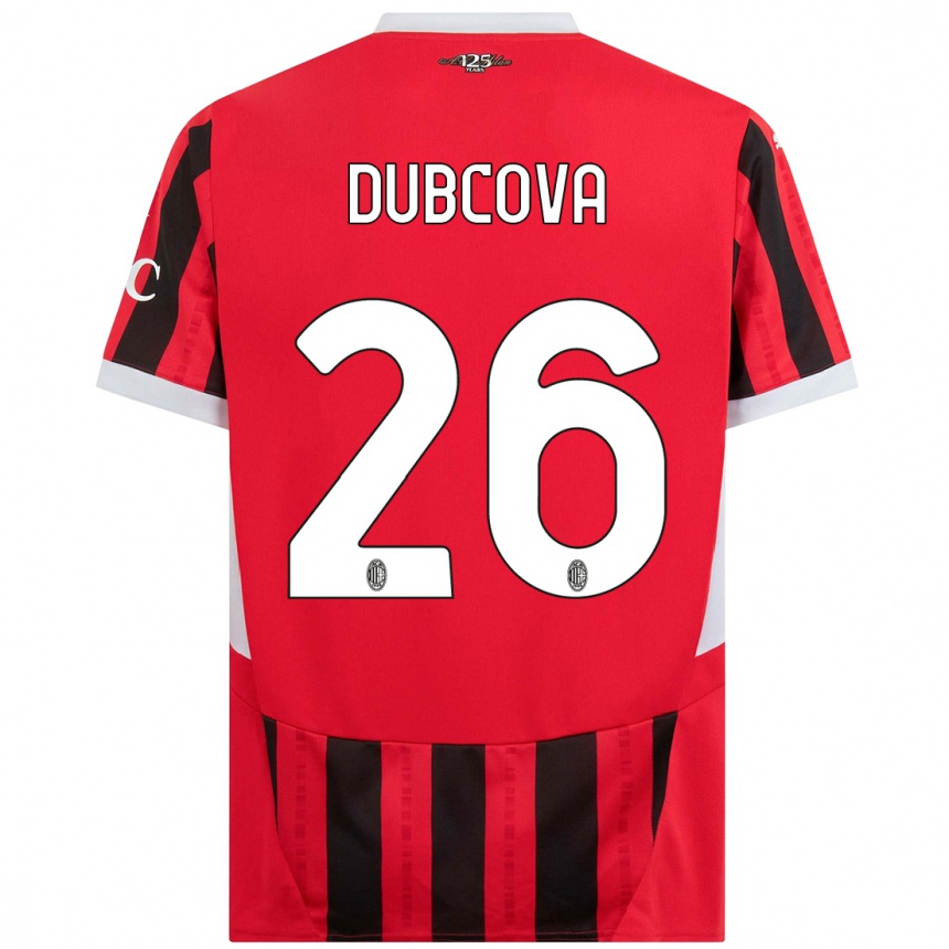 Women Football Michaela Dubcova #26 Red Black Home Jersey 2024/25 T-Shirt Nz