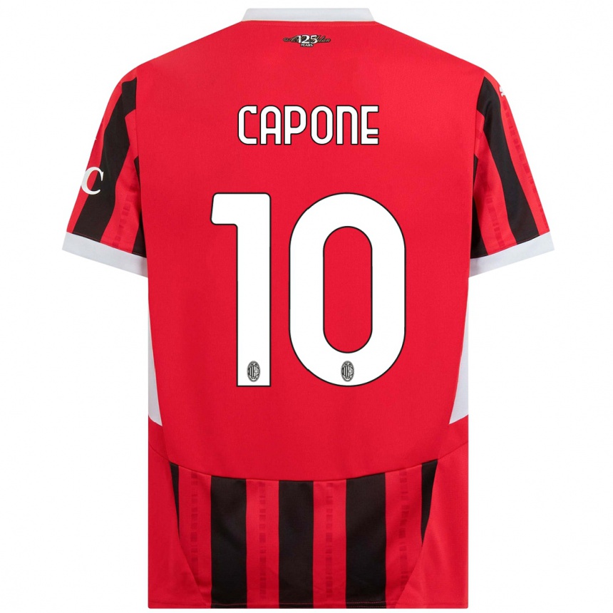 Women Football Andrea Capone #10 Red Black Home Jersey 2024/25 T-Shirt Nz