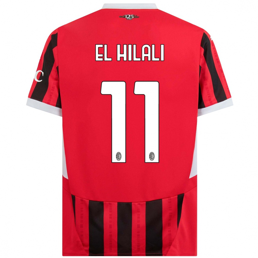 Women Football Youns El Hilali #11 Red Black Home Jersey 2024/25 T-Shirt Nz