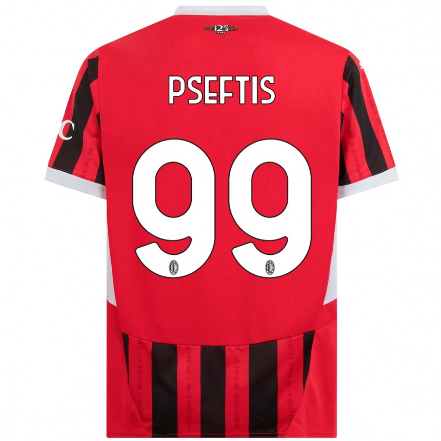 Women Football Fotios Pseftis #99 Red Black Home Jersey 2024/25 T-Shirt Nz