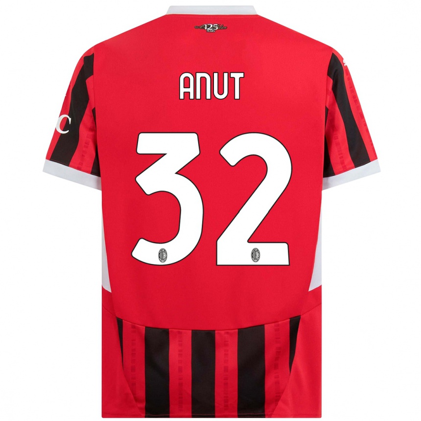 Women Football Niccolo Anut #32 Red Black Home Jersey 2024/25 T-Shirt Nz