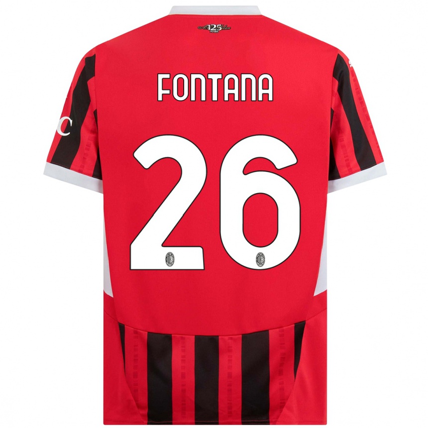 Women Football Francesco Fontana #26 Red Black Home Jersey 2024/25 T-Shirt Nz